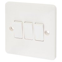Exel 10A 3 Gang 2 Way Light Switch - Whi...