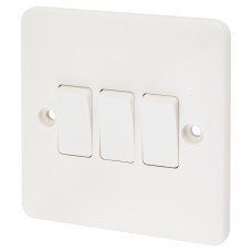Exel 10A 3 Gang 2 Way Light Switch - White