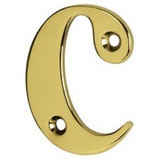 55mm Screw Fix Door Letter - c - Polished Brass Effect