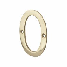 76mm Screw Fix Door Numeral - 0 - Polished Brass 76mm Screw Fix Door Numeral - 0 - Polished Brass