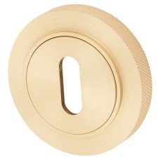 Burlington BUR60 by Frelan Escutcheon with Knurled Rose - 53mm Diameter - Keyhole - Satin Brass