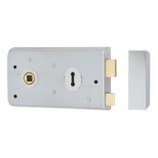 Exel Plain Edge Rim Sashlock - 142 x 83mm - Satin Chrome