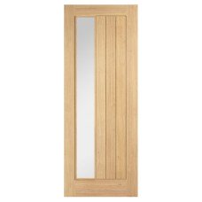 LPD Belize 1 Light Offset Clear Glazed Unfinished Solid Internal Door - 1981 x 838 x 35mm - Oak