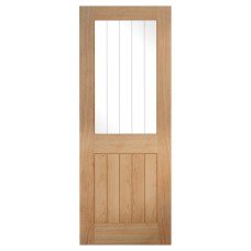 LPD Belize 1 Light Clear Glazed & Frosted Lines Unfinished Solid Internal Door - 1981 x 838mm - Oak