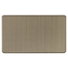 Knightsbridge 2 Gang Screwless Flat Plate Blank Plate - Antique Brass