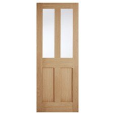 LPD London 2 Light Clear Glazed Unfinished Solid Internal Door - 1981 x 762 x 35mm - Oak