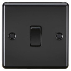 Knightsbridge 20A 1 Gang Round Edge Double Pole Appliance Switch - Matt Black