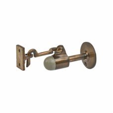 Horizontal Door Stop & Holder - 91 x 51mm - Antique Brass