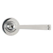 From The Anvil Polished Stainless Steel Door Handles on Round Rose - Avon Range 