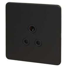 Knightsbridge 5A Screwless Flat Plate Unswitched Round Pin Socket - Matt Black with Black Insert