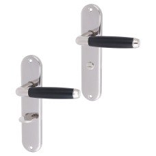 Urfic Polished Nickel/Matt Black Bathroom Door Handle - Cambridge Range - 185 x 40mm Urfic Polished Nickel/Matt Black Bathroom Door Handle - Cambridge Range - 185 x 40mm