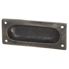 Olde Forge Rectangular Flush Cabinet Pull Handle - 90 x 40mm - Pewter Effect