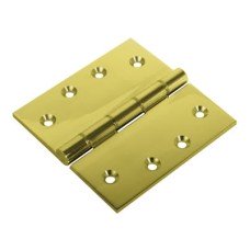 Double Phosphor Bronze Washered Butt Door Hinge - 100 x 100 x 4mm - Polished Brass - Pair