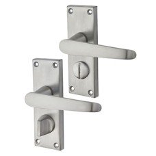 Exel Satin Chrome Budget Straight Privacy Door Handle - Short Plate - Mia Range - 114 x 42mm Exel Satin Chrome Budget Straight Privacy Door Handle - Short Plate - Mia Range - 114 x 42mm