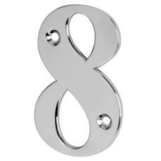 79mm Screw Fix Door Numeral - 8 - Bright Chrome