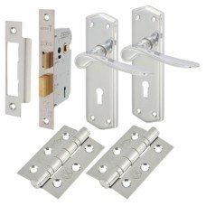Exel Rome 3 Lever Sashlock Door Handle Kit - Polished Chrome Exel Rome 3 Lever Sashlock Door Handle Kit - Polished Chrome