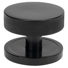 From The Anvil Brompton Round Knurled Centre Door Knob - 90mm Rose - Black
