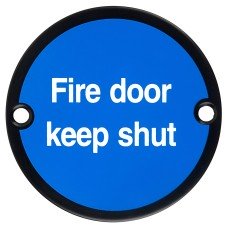 Exel Fire Door Keep Shut Door Sign - 75mm Diameter - Matt Black