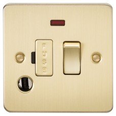 Knightsbridge 13A 1 Gang Flat Plate Switched Fused Spur with Neon & Flex Outlet - Brushed Brass