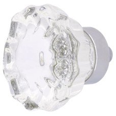 Exel Faceted Glass Cabinet Knob - 35mm Diameter - Polished Chrome