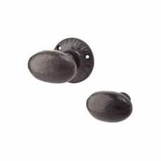Olde Forge Oval Rim Door Knob - 64mm Rose Diameter - Antique Black