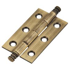Solid Drawn Finial Butt Cabinet Hinge - 50 x 28 x 1.45mm - Antique Brass - Pair