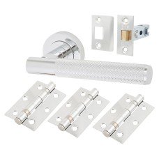 Serozzetta by Carlisle Brass Lagos Knurled Latch Door Handle on Rose Ultimate Kit - Polished Chrome