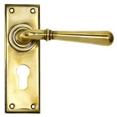 From The Anvil Aged Brass Euro Lock Door Handle - Newbury Range - 152 x 50mm
