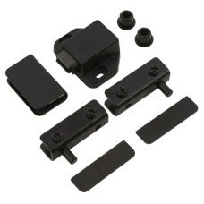 Exel Magnetic Glass Door Touch Latch with Counter Piece and Pivot Hinges - 41 x 31 x 16mm - Black