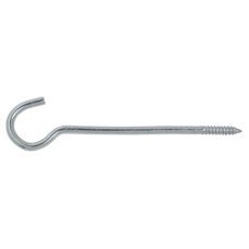 Ceiling Hooks to Screw - 125mm Length - Zinc Plated - Pack of 10
