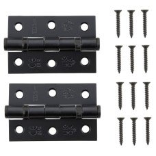 Twin Ball Bearing Butt Door Hinge - 75 x 50 x 2mm - Black - Pair