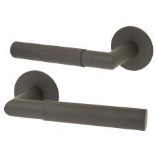 Jigtech Graphite Grey Knurled Door Handles on Round Slim Rose - Schema Modell Range 