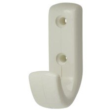 Hoppe AR618 Nylon Single Coat Hook Face Fix - 62 x 20 x 35mm - Diamond White