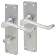 Exel Satin Chrome Victorian Scroll Bathroom Door Handle - 155 x 42mm