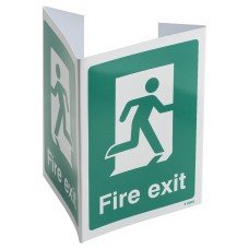 Exel Fire Exit Sign - 3D Projection - 200 x 200mm - Rigid Plastic