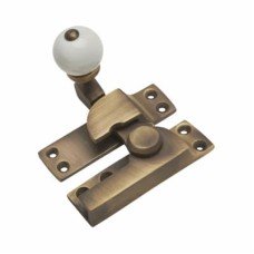Hampstead Lancaster Pattern Quadrant Arm Sash Window Fastener - 75 x 27mm - Antique Brass