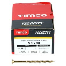 TIMCO Velocity Pozi Countersunk Wood Screws - 5.0 x 90mm - Yellow Zinc - Pack of 100