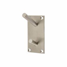 Jedo Square Vertical Hat & Coat Hook Plate - 94 x 46mm - 2 Hooks - Satin Stainless Steel Jedo Square Vertical Hat & Coat Hook Plate - 94 x 46mm - 2 Hooks - Satin Stainless Steel