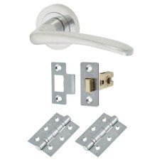 Exel Eloise Latch Door Handle on Rose Kit - Satin Chrome Exel Eloise Latch Door Handle on Rose Kit - Satin Chrome