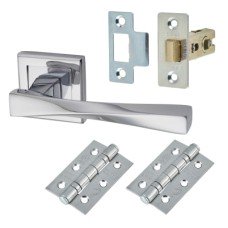 Exel Spirit Latch Door Handle on Square Rose Kit - Polished Chrome Exel Spirit Latch Door Handle on Square Rose Kit - Polished Chrome