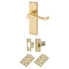 Exel Victorian Scroll Latch Door Handle Kit - Polished Brass