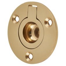 Exel Round Flush Ring Cabinet Pull Handle - 45mm Diameter - Polished Brass