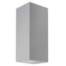 Exel Square Outdoor Up & Down Wall Light - IP44 - Silver