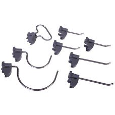 elfa Garage Storage Top Track System - Mixed Hooks for Storing Board - Grey - Pack of 8