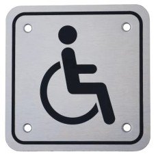 Exel Disabled Square Toilet Door Sign - 95 x 95mm - Satin Stainless Steel