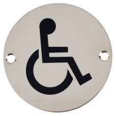 Exel Disabled Toilet Door Sign - 75mm Diameter - Polished Stainless Steel Exel Disabled Toilet Door Sign - 75mm Diameter - Polished Stainless Steel