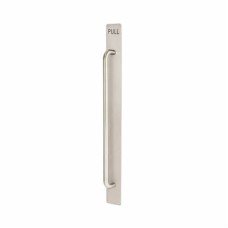 Exel D-Bar Door Pull Handle on Plate - PULL - Screw Fix - 950 x 80mm - Satin Stainless Steel
