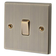 Knightsbridge 20A 1 Gang Double Pole Appliance Switch - Antique Brass