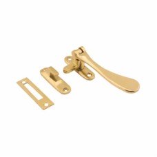 Exel Cast Victorian Mortice & Hook Plate Casement Window Fastener - Reversible - Polished Brass