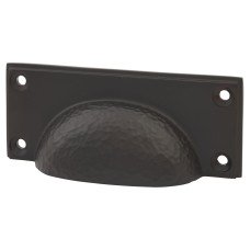 From The Anvil Hammered Art Deco Cabinet Cup Handle - 84mm Centres - Aged Bronze